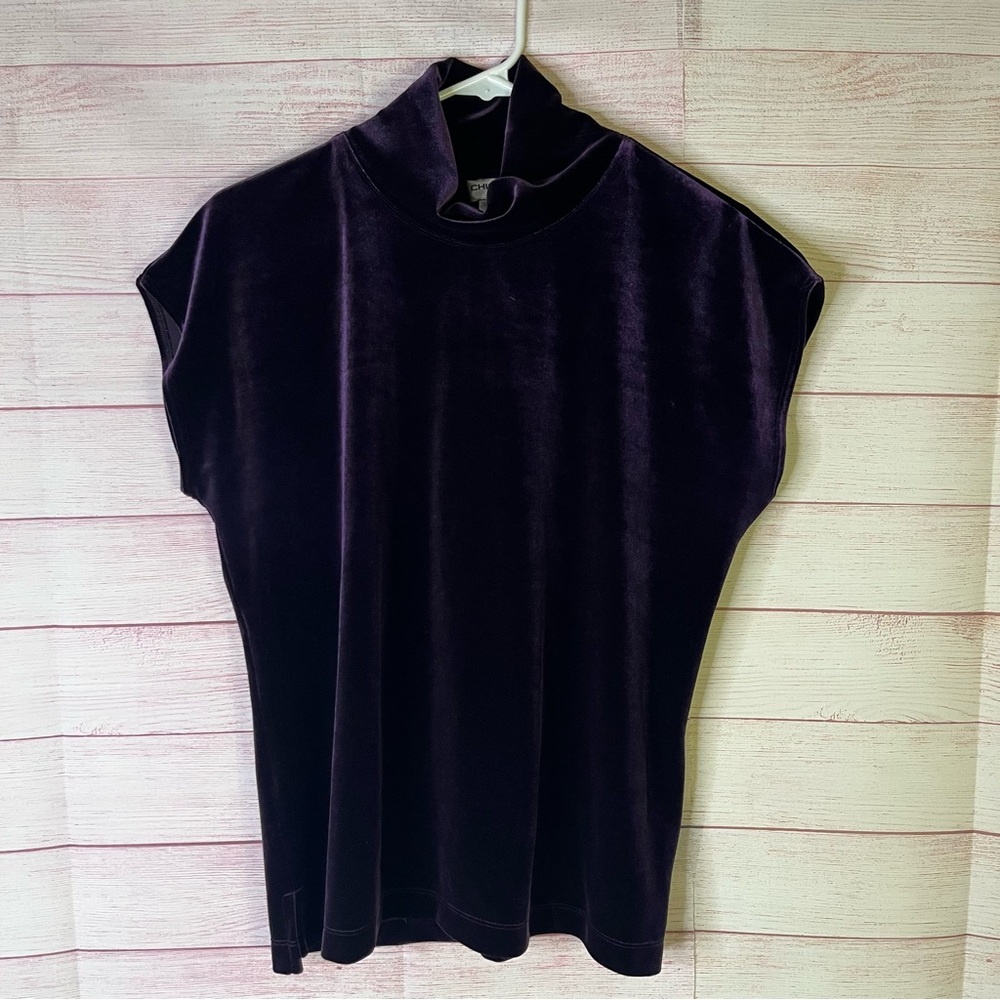 Chico’s Purple Velvet Mock Neck Top‎ Size 3 | XL